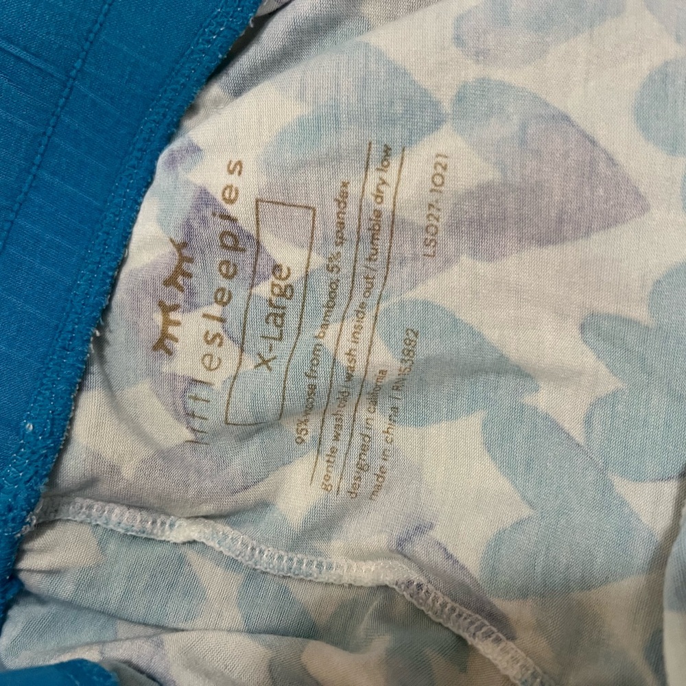 Little Sleepies Blue Watercolor Hearts Bamboo Pajama Set size Large XL - Picture 5 of 5